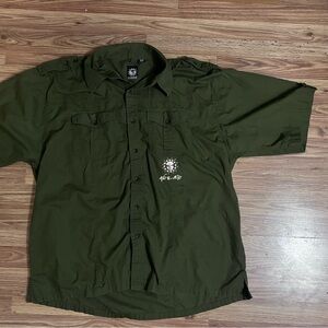 Olive Green Casual Button Down Shirt